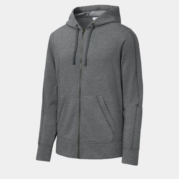 B3R PosiCharge Tri Blend Wicking Fleece Full Zip Hooded Jacket Thumbnail