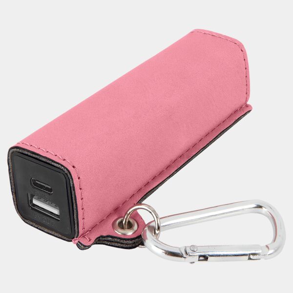 Pink Laserable Leatherette 2200 mAh Power Bank with USB-C Cord Thumbnail